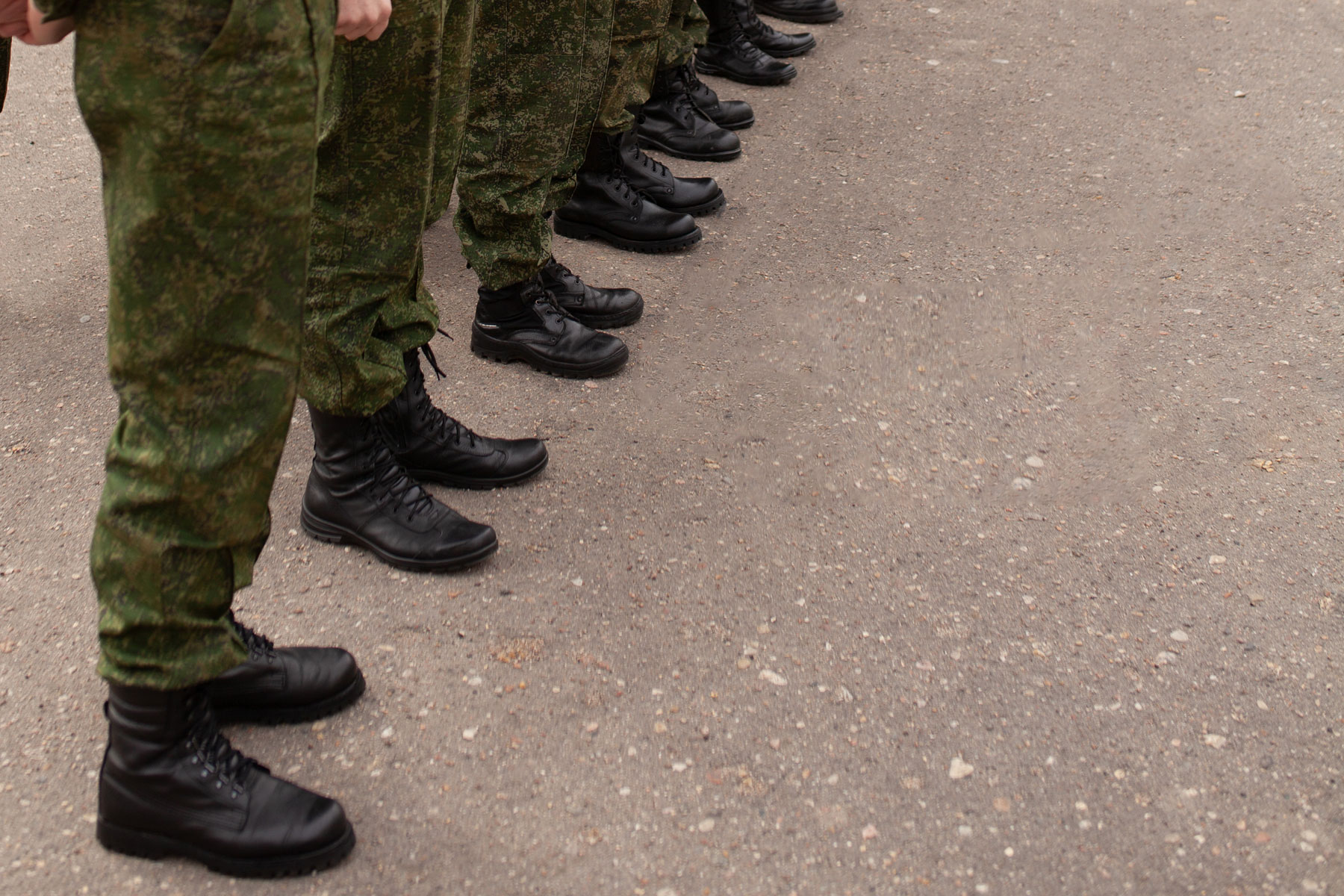 veterans lined up at base