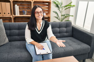 a therapist prepares to lead a dialectical behavior therapy session